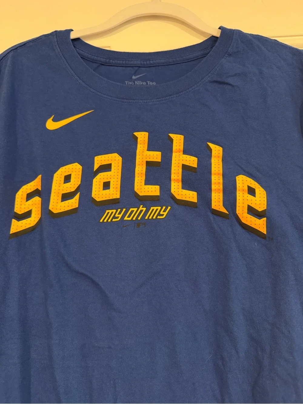 Nike Blue Seattle Mariners Graphic Tee with Yellow Logo